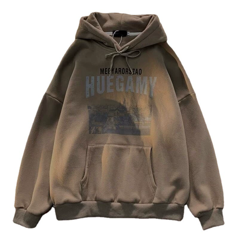 Ретро Tide худи oversize демисезонная куртка, влюбленная пара американский стиль, унисекс