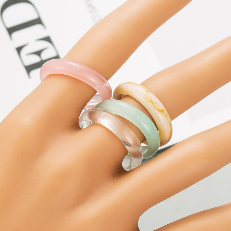 Fashion Korean Style Simple Acrylic Resin Candy Color Ring Set display picture 2