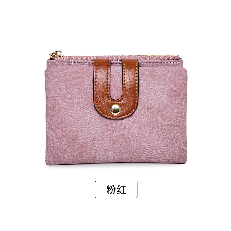 Cartera corta estilo coreano 2023, simple y moderna, doble pliegue, versátil, para estudiantes