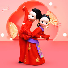 创意礼品古装汉服金玉良缘婚庆摆件调皮古风娃娃情侣中国风装饰品