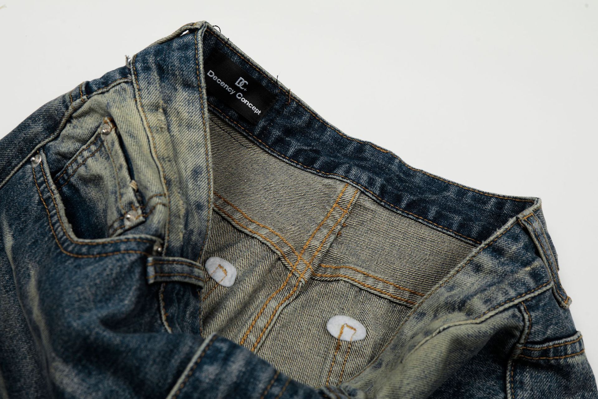 Jean en denim bleu délavé rétro de qualité supérieure, coupe ample, style urbain, pour hommes et femmes_voghion.com