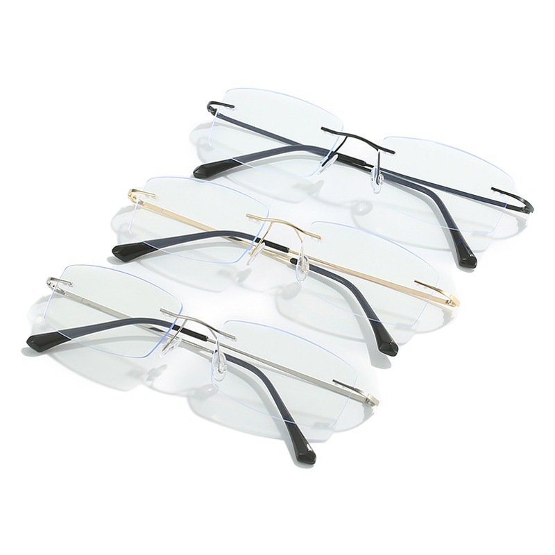 Men's Ultra Light Rimless Glasses Frame Wholesale Myopia Glasses Frame Square Glasses Finished Glasses with Speed Myopia Cut Edge