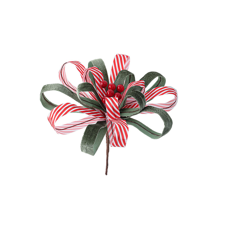 Nuevos productos de tela de flores de Navidad cintas de flores de frutas rojas de alta calidad tela de lujo ligera decoración de Navidad flores de simulación