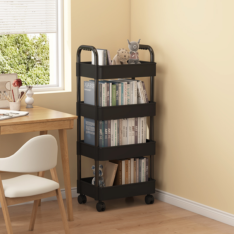 Estante de escritorio, estante de piso, carro de oficina, almacenamiento móvil de bocadillos, escritorio simple, pequeño gabinete multicapa