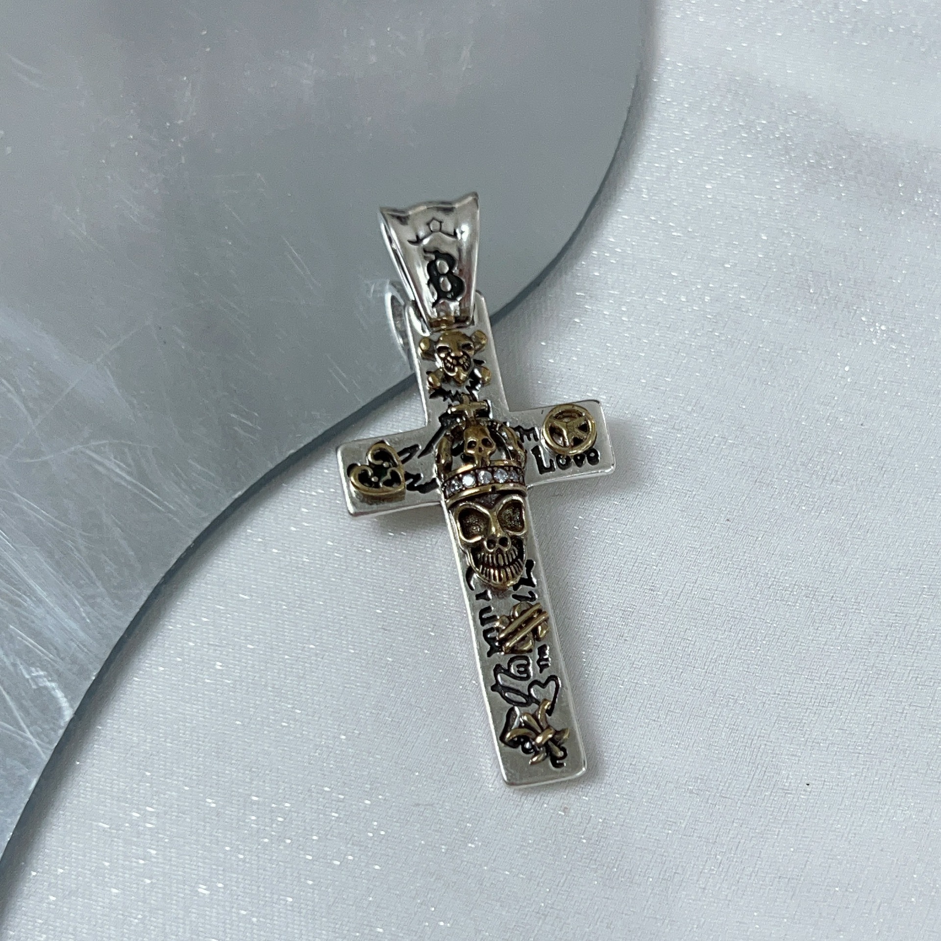 Nuova collana con ciondolo a forma di croce con teschio scuro da uomo, semplice e alla moda, con catena per maglione hip hop_voghion.com