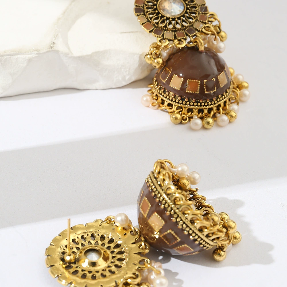 Retro ethnic earrings, India, boho style, ethnic style