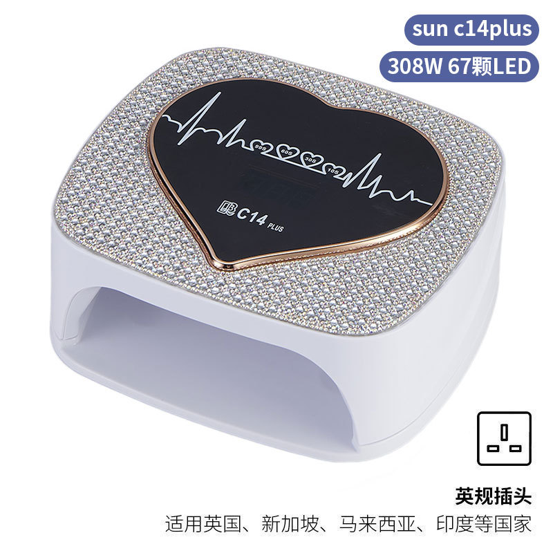 Lámpara de manicura inteligente de alta gama de luz de terapia de diamante 256W de alta potencia de pegamento de vinilo lámpara de horneado de dos manos secador de uñas transfronterizas