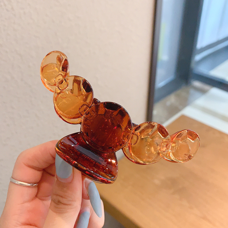 Milk Brown horquilla grande hacia atrás cabeza clip de pelo tocado de las mujeres principios de primavera de alto grado updo tiburón horquilla