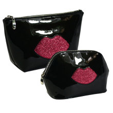 定制PU化妆包 防水pvc光胶漆皮拉链收纳包 bsci手拿女镜面革包包