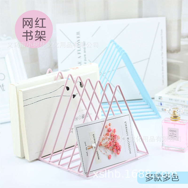 北欧简约创意铁艺书架ins网红桌面置物架桌上简易书架书立金属架