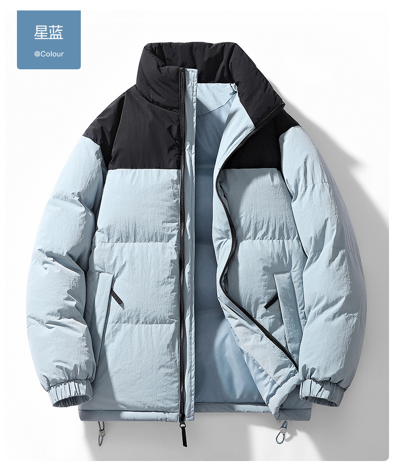 2024 invierno hombre y mujer ropa de algodón de color pareja ropa de algodón de moda cuello de pie suelto calentamiento grueso ropa de pan al por mayor