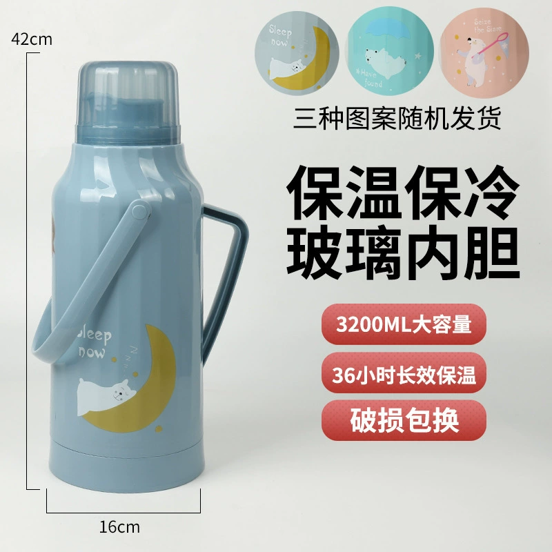 Capacious thermos for elementary school students for home use, glass liner