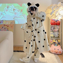水玉模様のパジャマ 2025 秋と冬のホーム服快適な綿ベルベットパジャマ快適な Du Xiaozhai ホーム服