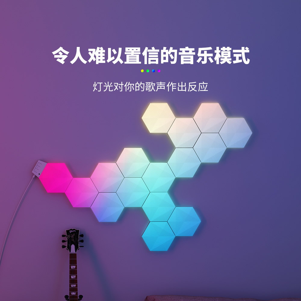 국경 낙서 LED 양자 램프 지능형 홀수 라이트 보드 RGB 매직 컬러 전기 경쟁 룸 분위기 램프 DIY 접합 벌집 램프