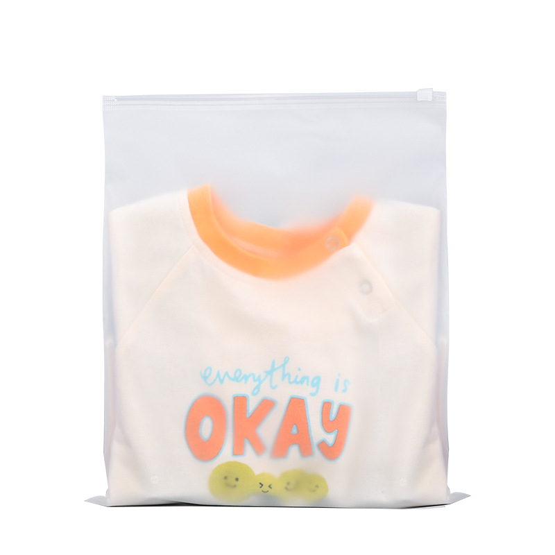 Bolsa de cremallera de ropa esmerilada transparente impresión personalizada PE auto-Sellado bolsa de embalaje de ropa de plástico bolsa de calcetines de ropa