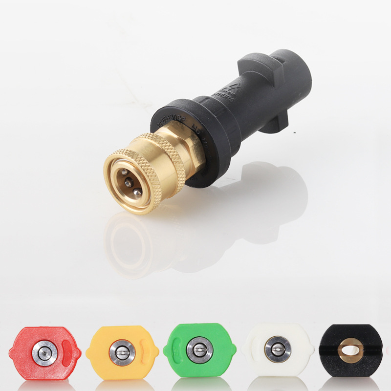 En stock Kahe Kichi K2-k7 lavadora de coches pistola de agua de espuma olla conector de conversión 1/4 conexión rápida de alta presión boquilla de cinco colores