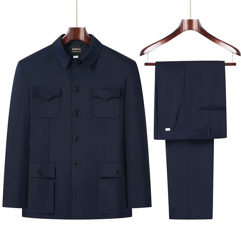 Костюм из Чжуншаня для мужчин среднего и старшего возраста, одежда в китайском стиле для пожилых людей на весну и осень, наряд для папы, куртка для дедушки, повседневная одежда в стиле милитари.