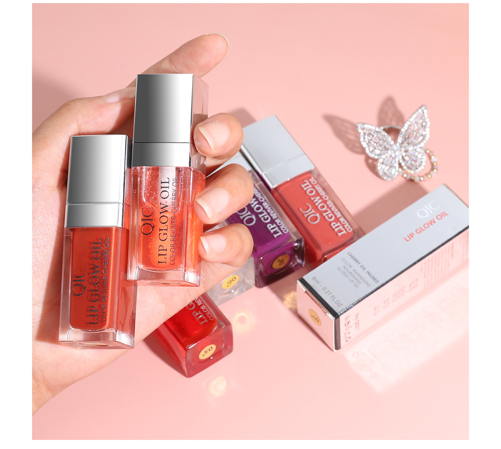 QIC Qini Lip Moisturizing Oil Moisturizing Lip Balm Transparent Dudu Lip Gloss Glass Lip Moisturizing Oil Cross-border bestsellers undefined