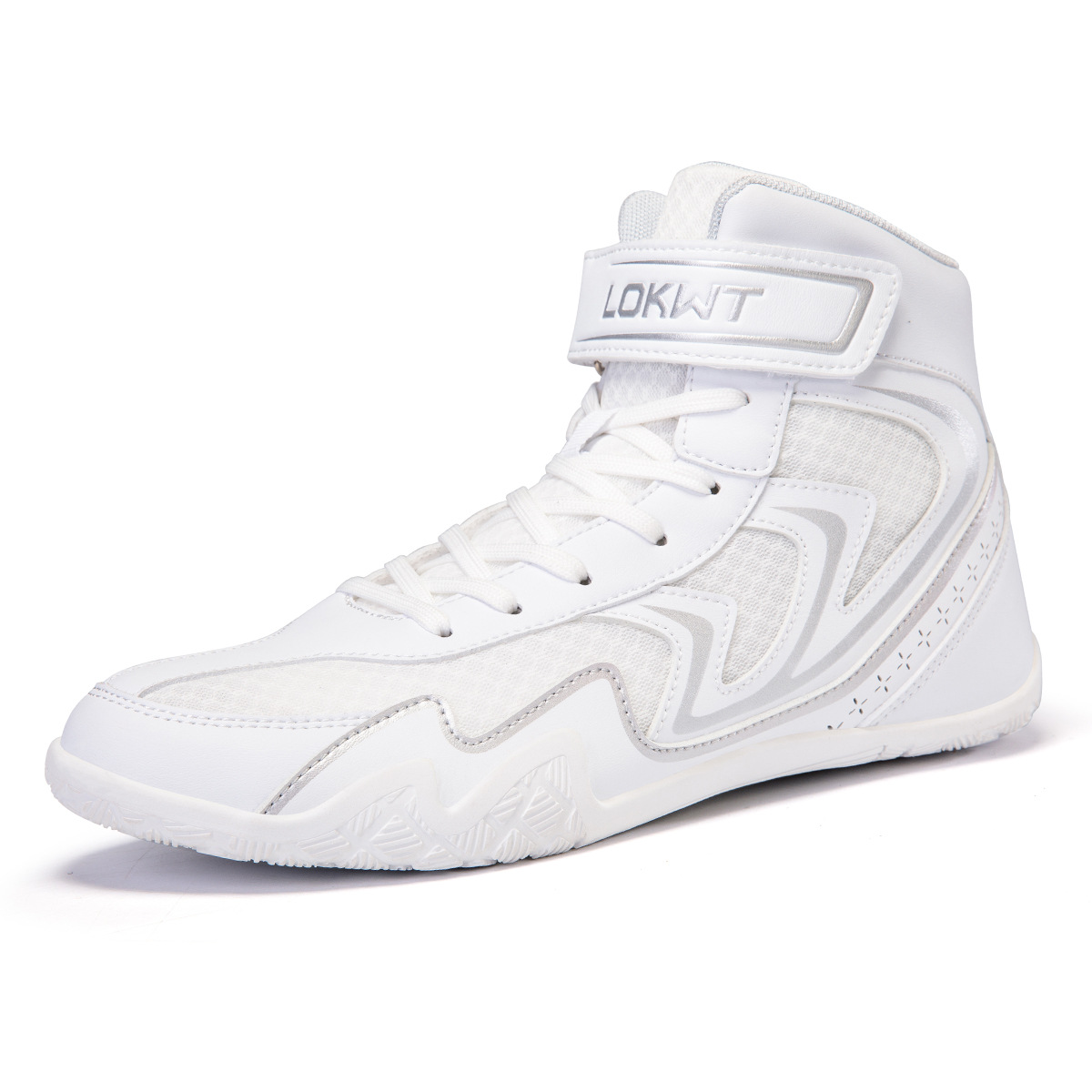 1126 Boxing Shoes for Men and Women, High-Top Mesh Lace-Up Wrestling Shoes, Non-Slip Breathable Cross-Border Sports Shoes with Velcro