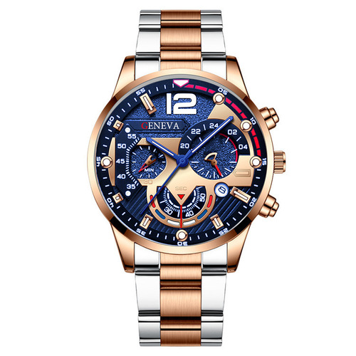 GENEVA men's creative mechanical version six-pin watch alloy steel band quartz watch men's watch wholesale