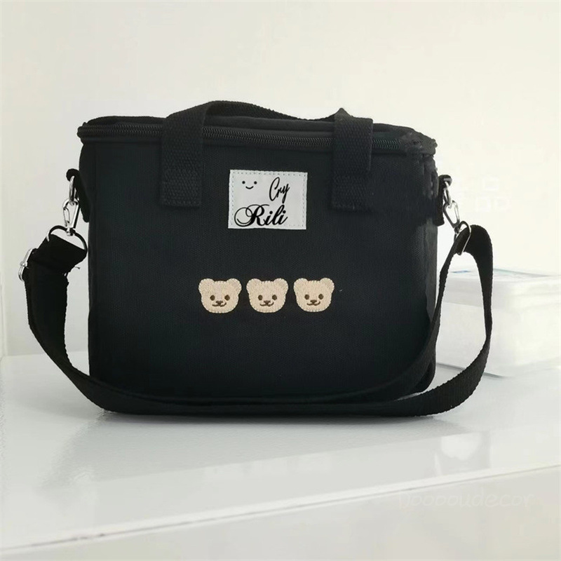 黒い三匹の小熊保温バッグ25 x 20 x 13 cm