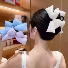韩系立体充棉蝴蝶结抓夹女高级感2025新款鲨鱼夹盘发夹后脑勺头饰