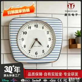 通元简约航海风格钟表客厅挂钟wallclock定制梯形装饰时钟静音
