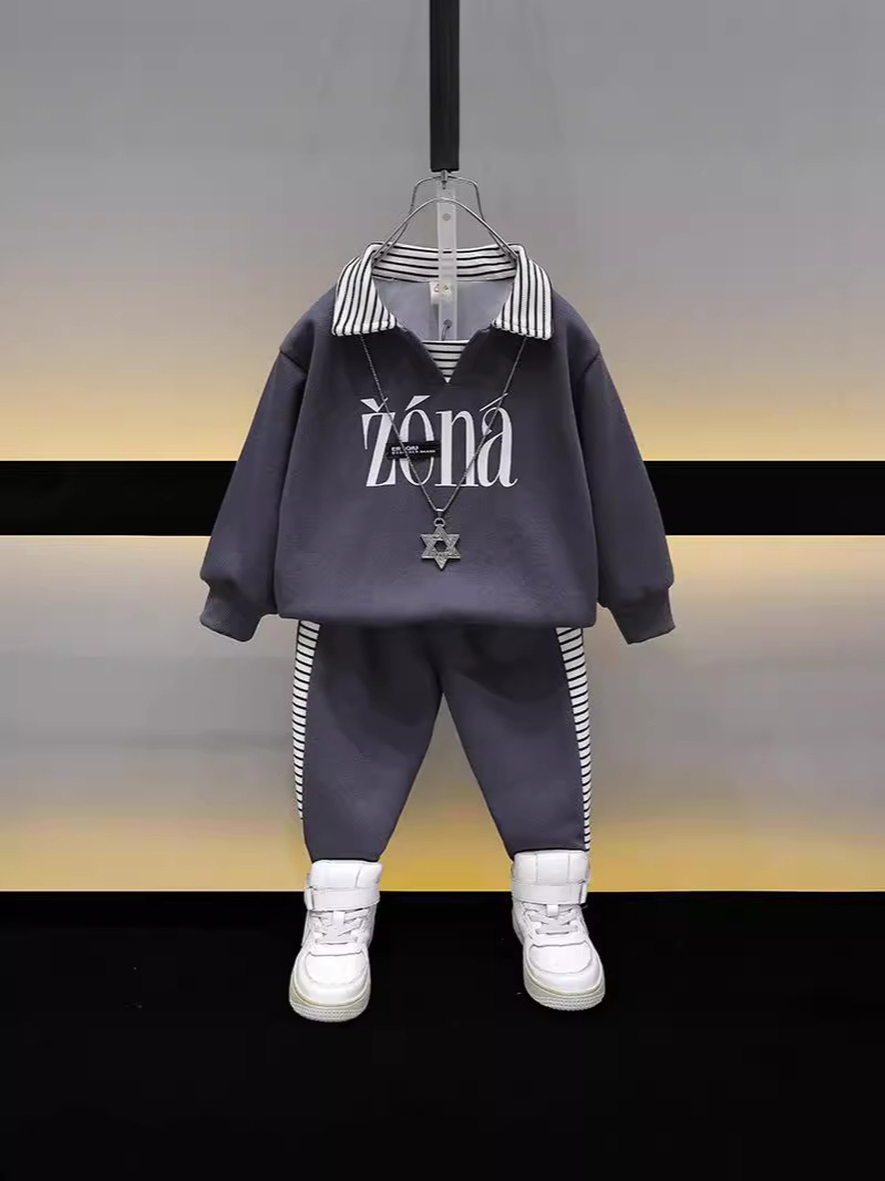 6381 Traje deportivo de primavera y otoño para niños 2025 nueva ropa de otoño para niños suéter casual de manga larga bebé otoño moda