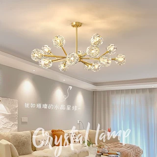 跨镜北欧吊灯现代简约水晶客厅轻奢网红创意魔豆分子灯卧室餐厅灯