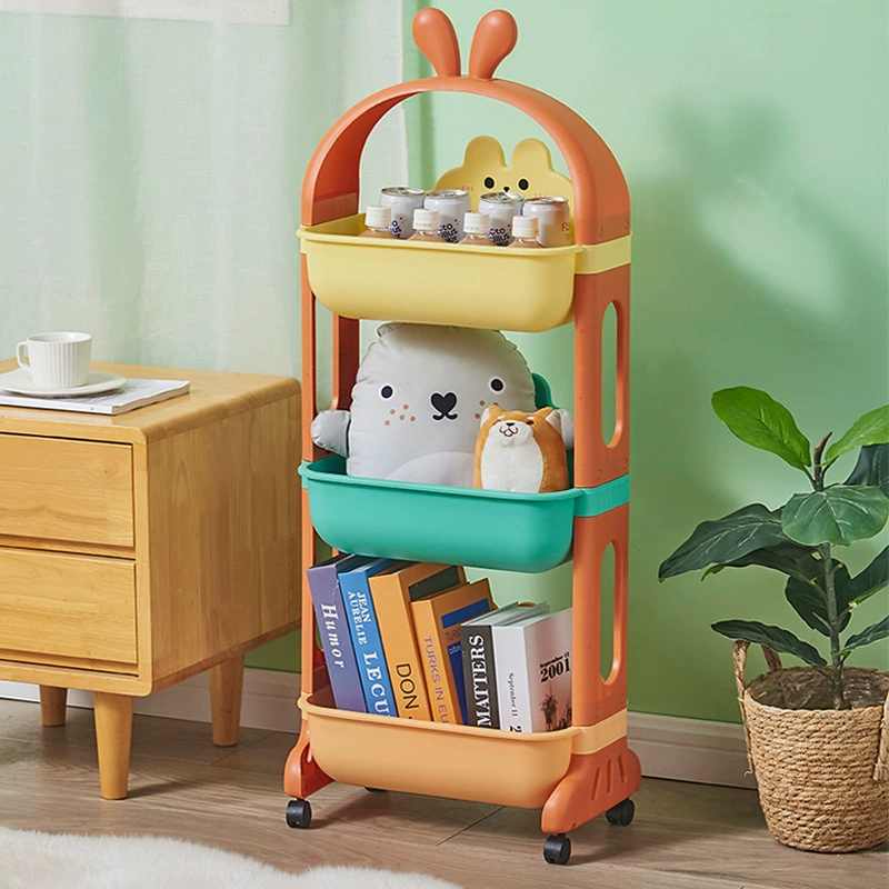Симпатичная стойка для хранения Подвижная многофункциональная полка Мобильная многослойная колесная кухонная стойка для хранения Пол артефактов