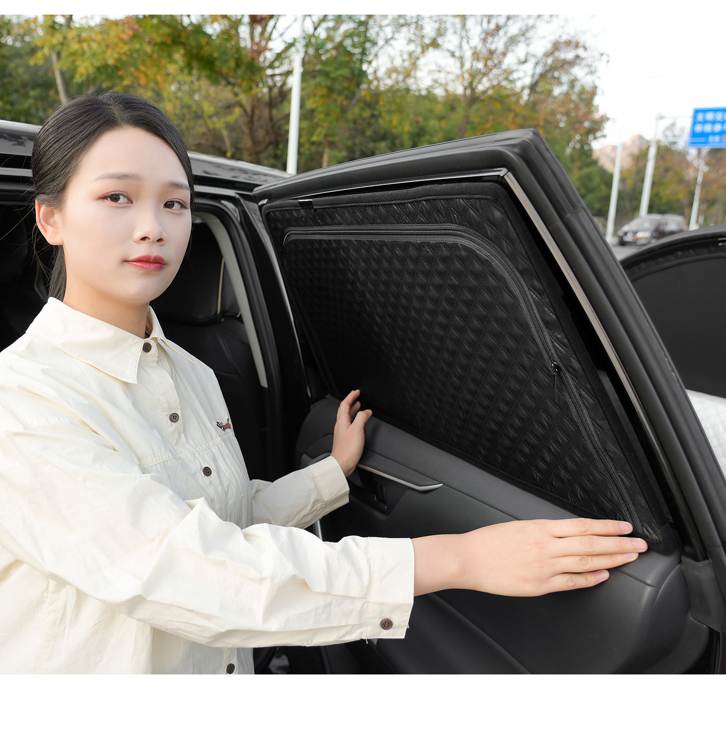 Cross-Border Shipping of Eight-Layer Thickened Zippered Car Accessories, Car Sunshade Curtain, Privacy Protection, Anti-Peeping Car Window Sunshade
