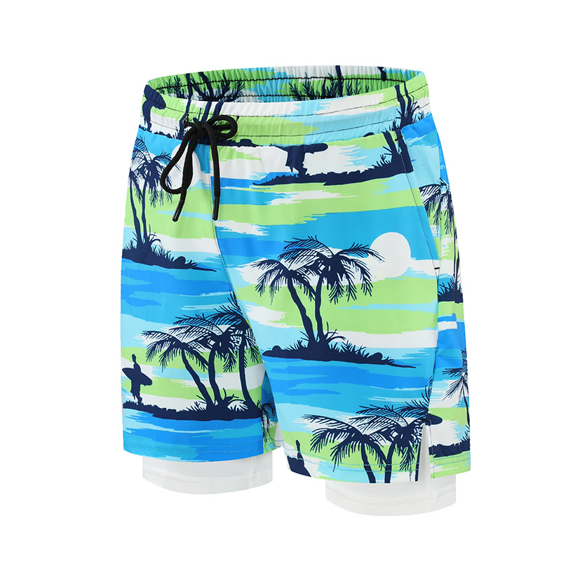 2022 nuevo equipo de aguas termales de burbujas pantalones de playa de doble capa Bañadores de natación hombres anti-embarazoso sueltos de secado rápido para hombres