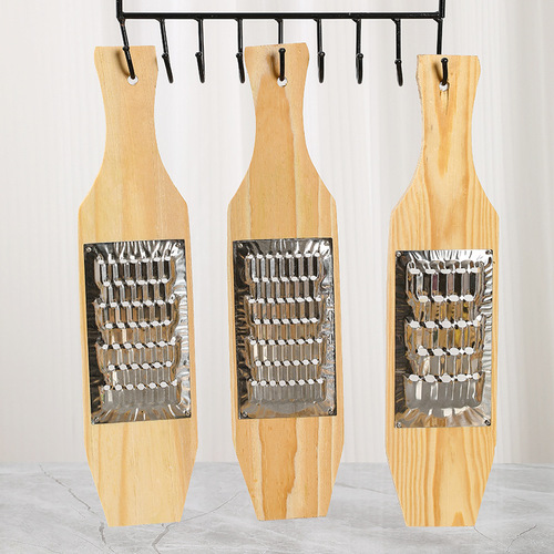 Household commercial No. 14 stainless steel screws fixed with hanging wood plank grater radish potato shredding thickness hole planer