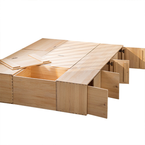 UG73 tatami wooden box bed small apartment bedroom bed widened bay window floor cabinet solid wood bed high box storage bed