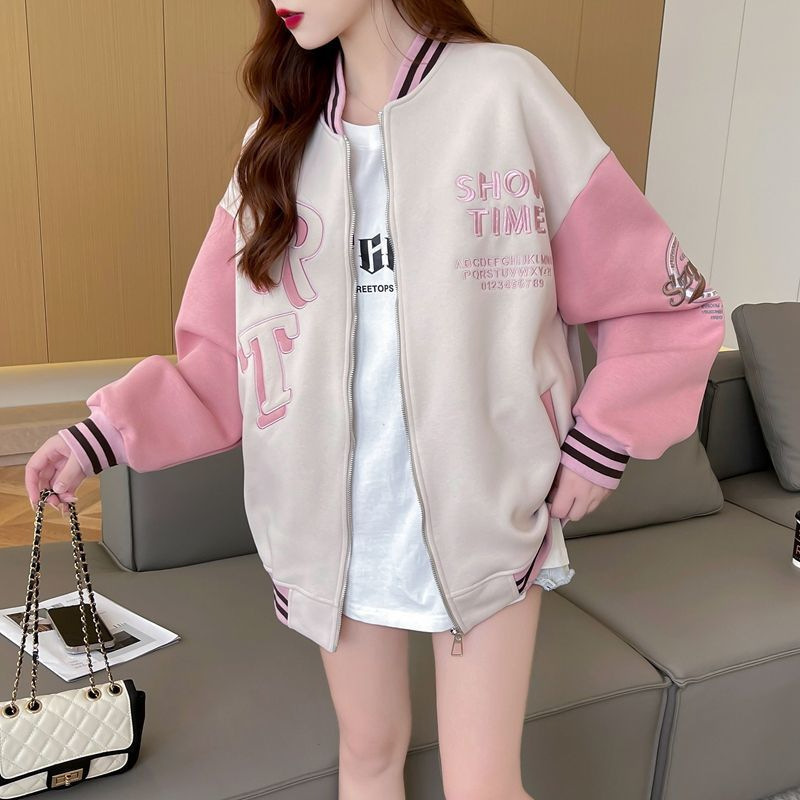 Abrigo de otoño para niñas 2024 nuevos niños de mediana edad, primavera, otoño e invierno, uniforme de béisbol, versión para estudiantes, chaqueta de punto con cremallera, marea