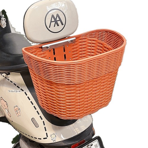 Electric bike rear-mounted basket with backrest, cute cartoon high-end electric bicycle rear-mounted basket for storage