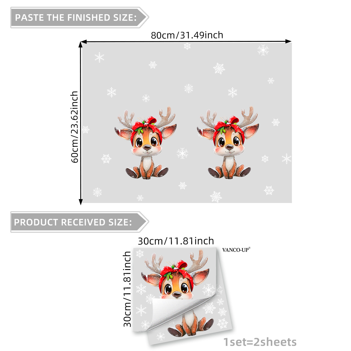 wall Sticker /wall Decal /wall Mural D16086 Creative Christmas Deer And Snowflake Decorative Window For Shop Windows, Glass Doors, Home Decoration,_voghion.com