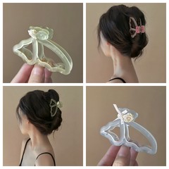 超仙蝶薔薇花掴み後頭部高級サメ挟み小衆デザイン感夏アクリルヘアクリップ