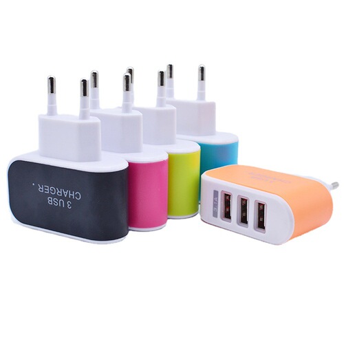 3 USB Candy Charger, European and American Standard, Glowing Phone Charger Head, 5V 2A Smart Multi-Port USB Charger