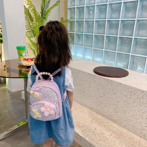 Kindergarten kid backpack, cute baby PU sequined backpack, little princess snack bag, small school bag for outing