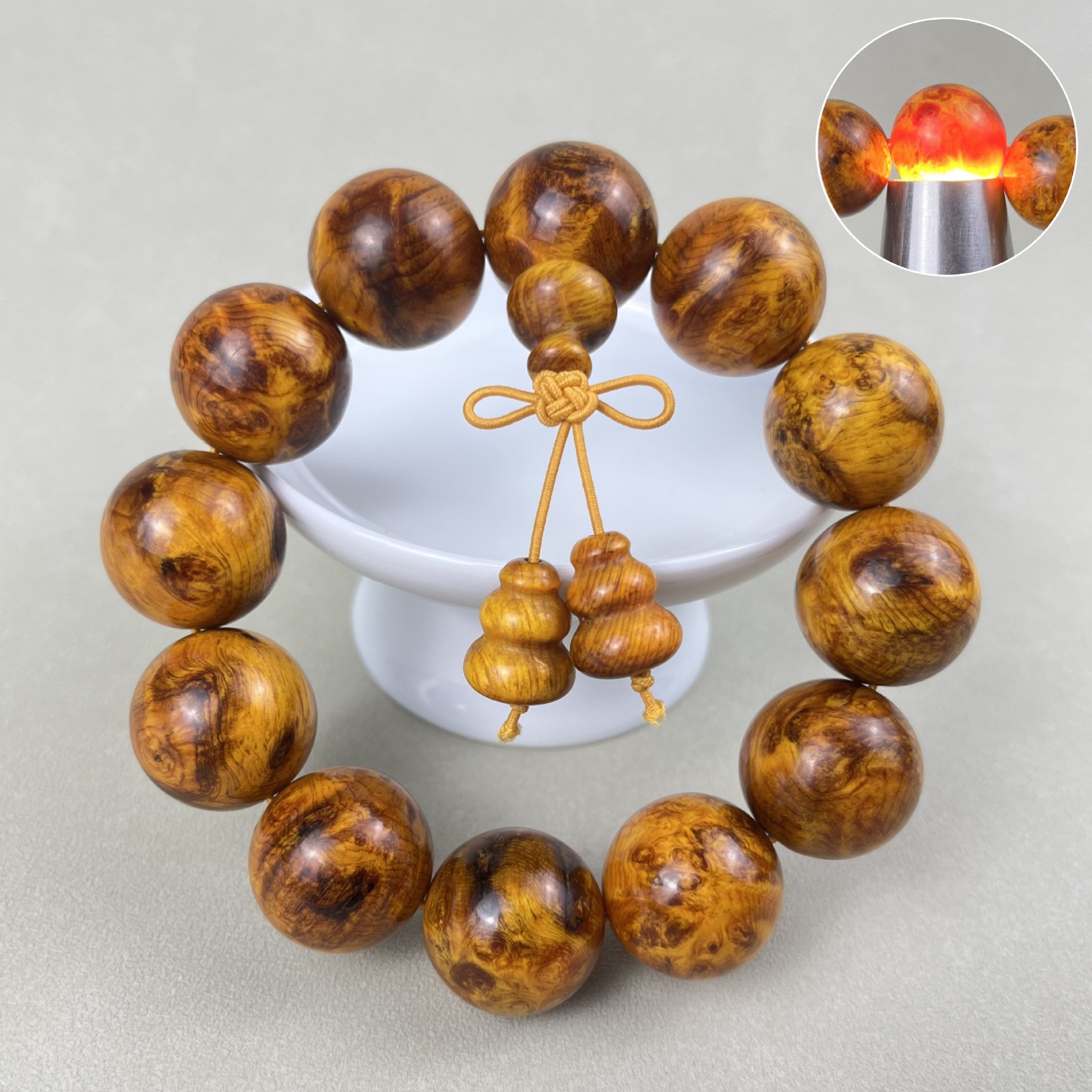 血龙木手串男士2.0留疤透光东北沉香松明子琥珀木文玩佛珠女批发