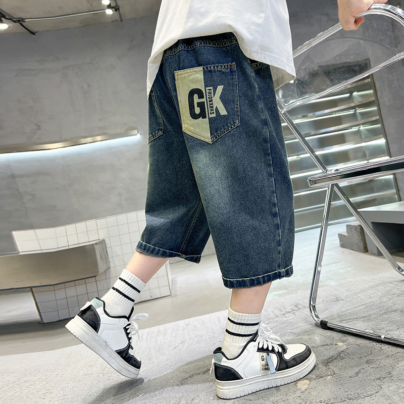 Children's Wear Boys Summer Shorts Pants 2025 New Mid-length Pants Thin Summer Handsome Mid-size Trendy Jeans