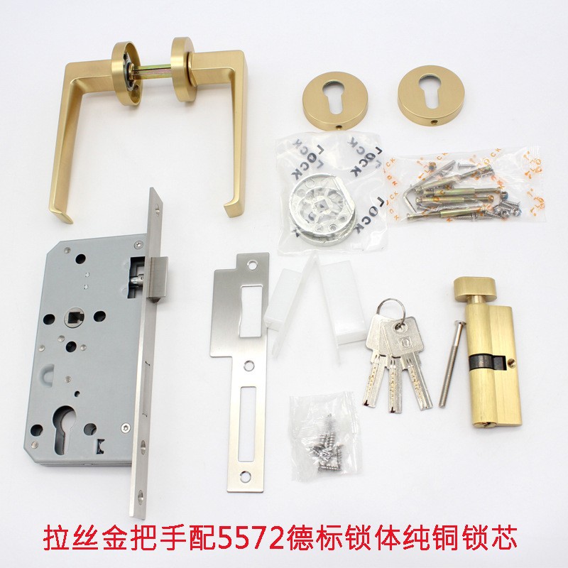 Cerradura de puerta de dormitorio de oro francés personalizado lujo ligero interior cerradura de puerta de madera sólida cerradura de mano silenciosa de hotel