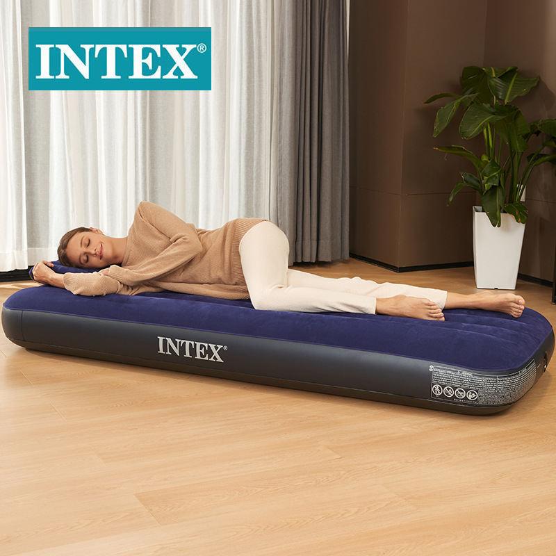 Colchón inflable Intex 64756 azul flocado, cama de camping, cama plegable, cama para siesta. image 5