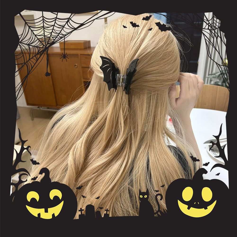 50g Weight Hair Claws Hair Accessories Type 1 Piece Quantity Holiday, Daily Occasion Acrylic Material Halloween Festival Bat Pattern Women's Gender Hollow Out Design Sweet, Cool Style Style Sweet Cool Style Women's Bat Arylic Hollow Out Hair Claws 3
