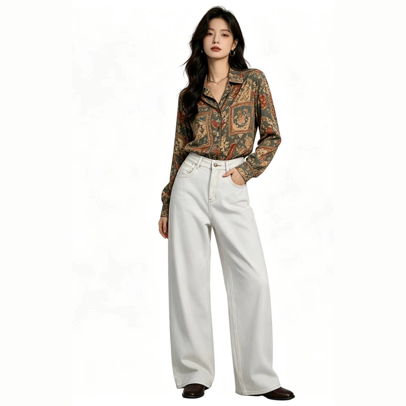 BD7190 Fashionable New Women's Jeans, High-Waisted Slimming Wide-Leg Pants, Versatile Long Pants BD7190 Fashionable New Women's Jeans, High-Waisted Slimming Wide-Leg Pants, Versatile Long Pants