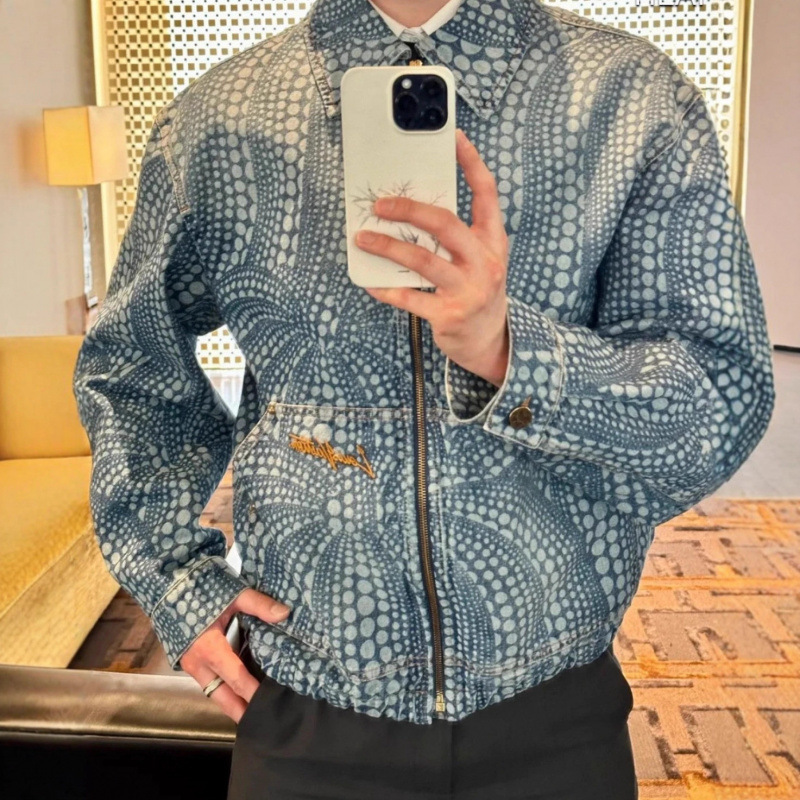 2025 Lujia Retro Casual Denim Jacket Trendy Loose Workwear Men's Jacket Denim Jacket Coat