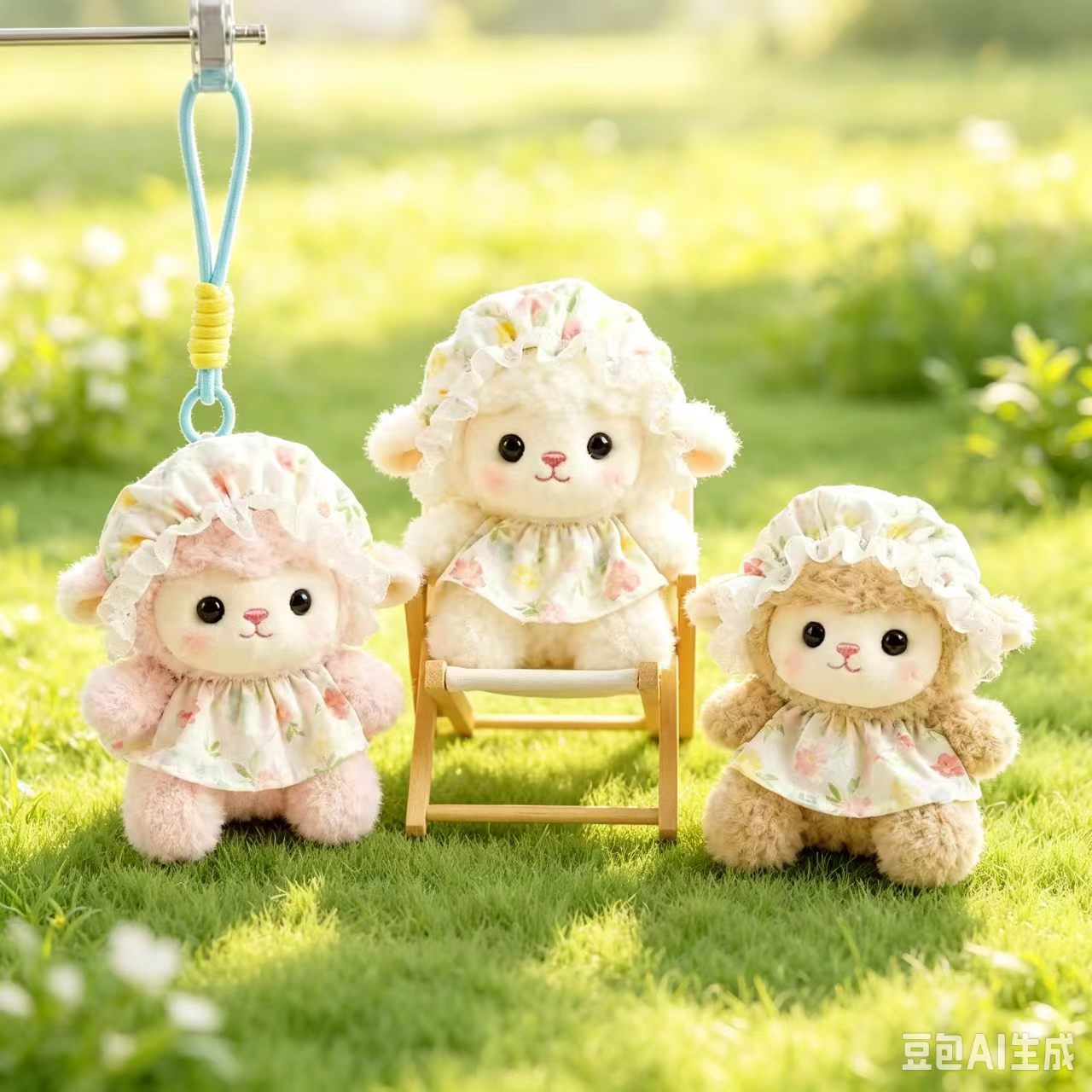 Cute Curly-Haired Little Sheep Plush Doll Pendant Keychain Birthday Gift Children's Toy Cartoon Ornament