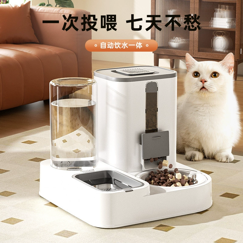Cat bowl, dog bowl cat food bowl cat cat food automatic feed device drinking water integrated cat pot ceramic pet drink water double bowl