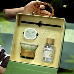 竹子香薰蜡烛礼盒套装高级感低温香薰摆件手工香氛国风中秋伴手礼